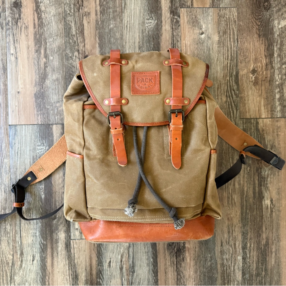 Brown and Tan Leather Backpack